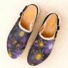 image:imageFSJ Women Closed Round Toe Clogs Fur Lining Rivets Wooden Chunky Mid Heel Slingback Mules with Studs Comfortable Shoes Size 416 USPurple Flowers