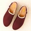 image:imageFSJ Women Closed Round Toe Clogs Fur Lining Rivets Wooden Chunky Mid Heel Slingback Mules with Studs Comfortable Shoes Size 416 USRed