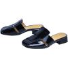 image:imageFSJ Women Closed Square Toe Block Low Heel Slide Sandals Slip On Woven Cage Backless Mules Casual Outdoor Shoes Size 415 USNavy Blue