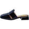 image:imageFSJ Women Closed Square Toe Block Low Heel Slide Sandals Slip On Woven Cage Backless Mules Casual Outdoor Shoes Size 415 USNavy Blue