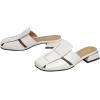 image:imageFSJ Women Closed Square Toe Block Low Heel Slide Sandals Slip On Woven Cage Backless Mules Casual Outdoor Shoes Size 415 USWhite