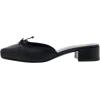 image:imageFSJ Women Cute Bowknot Mules Square Toe Block Low Heel Backless Slides Sandals Comfortable Slip On Dress Slippers Size 416 USBlack