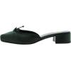 image:imageFSJ Women Cute Bowknot Mules Square Toe Block Low Heel Backless Slides Sandals Comfortable Slip On Dress Slippers Size 416 USGreen
