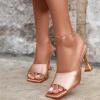 image:imageFSJ Women Fashion Square Open Toe High Heel Mules Slip On Summer Dress Slide Sandal Shoes Size 415 USGold