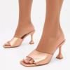 image:imageFSJ Women Fashion Square Open Toe High Heel Mules Slip On Summer Dress Slide Sandal Shoes Size 415 USGold