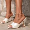 image:imageFSJ Women Fashion Square Open Toe High Heel Mules Slip On Summer Dress Slide Sandal Shoes Size 415 USPearl