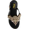 image:imageFSJ Women Pearl Flat Sandals TStrap Bride Wedding Dress Flip Flops with Clip Toe Comfortable Adjustable Ankle Strap Shoes Size 416 USBlack