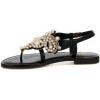 image:imageFSJ Women Pearl Flat Sandals TStrap Bride Wedding Dress Flip Flops with Clip Toe Comfortable Adjustable Ankle Strap Shoes Size 416 USBlack