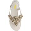 image:imageFSJ Women Pearl Flat Sandals TStrap Bride Wedding Dress Flip Flops with Clip Toe Comfortable Adjustable Ankle Strap Shoes Size 416 USWhite