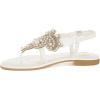 image:imageFSJ Women Pearl Flat Sandals TStrap Bride Wedding Dress Flip Flops with Clip Toe Comfortable Adjustable Ankle Strap Shoes Size 416 USWhite