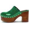 image:imageFSJ Women Platform Mules Chunky Block High Heel Sandals Studded Closed Toe Slip On Clogs Casual Holiday Party Dress Shoes Size 416 USGreen