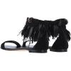 image:imageFSJ Women Retro Tassel Flat Sandals Bohemian Featherlike Leather Fringe Ankle Strap Open Toe Buckle Casual Summer Dress Shoes Size 416 USBlack