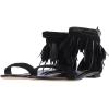 image:imageFSJ Women Retro Tassel Flat Sandals Bohemian Featherlike Leather Fringe Ankle Strap Open Toe Buckle Casual Summer Dress Shoes Size 416 USBlack