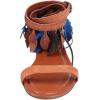 image:imageFSJ Women Retro Tassel Flat Sandals Bohemian Featherlike Leather Fringe Ankle Strap Open Toe Buckle Casual Summer Dress Shoes Size 416 USOrange Brown