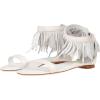 image:imageFSJ Women Retro Tassel Flat Sandals Bohemian Featherlike Leather Fringe Ankle Strap Open Toe Buckle Casual Summer Dress Shoes Size 416 USWhite