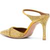 image:imageFSJ Women Sexy Stiletto High Heels Mule Rhinestones Strappy Slide Pumps Slip On Pointed Closed Toe Backless Sandals Wedding Party Dress Shoes Size 416 USGold Crystal