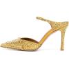 image:imageFSJ Women Sexy Stiletto High Heels Mule Rhinestones Strappy Slide Pumps Slip On Pointed Closed Toe Backless Sandals Wedding Party Dress Shoes Size 416 USGold Crystal