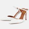 image:imageFSJ Women Sexy Stiletto High Heels Mule Rhinestones Strappy Slide Pumps Slip On Pointed Closed Toe Backless Sandals Wedding Party Dress Shoes Size 416 USWhite
