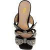 image:imageFSJ Women Sexy Two Bows Open Toe Mules Stiletto High Heel Slip On Party Evening Slides Shoes Size 415 USBlack Rhinestone Bow