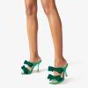 image:imageFSJ Women Sexy Two Bows Open Toe Mules Stiletto High Heel Slip On Party Evening Slides Shoes Size 415 USGreen