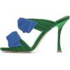image:imageFSJ Women Sexy Two Bows Open Toe Mules Stiletto High Heel Slip On Party Evening Slides Shoes Size 415 USGreenblue