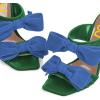 image:imageFSJ Women Sexy Two Bows Open Toe Mules Stiletto High Heel Slip On Party Evening Slides Shoes Size 415 USGreenblue