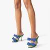 image:imageFSJ Women Sexy Two Bows Open Toe Mules Stiletto High Heel Slip On Party Evening Slides Shoes Size 415 USGreenblue