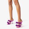 image:imageFSJ Women Sexy Two Bows Open Toe Mules Stiletto High Heel Slip On Party Evening Slides Shoes Size 415 USLight Purple