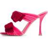 image:imageFSJ Women Sexy Two Bows Open Toe Mules Stiletto High Heel Slip On Party Evening Slides Shoes Size 415 USPink Velvet