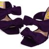 image:imageFSJ Women Sexy Two Bows Open Toe Mules Stiletto High Heel Slip On Party Evening Slides Shoes Size 415 USPurple Velvet