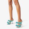 image:imageFSJ Women Sexy Two Bows Open Toe Mules Stiletto High Heel Slip On Party Evening Slides Shoes Size 415 USTurquoise