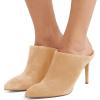 image:imageFSJ Women Slip On Closed Pointed Toe Mules Slide Sandals Stiletto High Heels Classic Summer Shoes Size 415 USBeige Suede