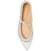 image:imageFSJ Women Studded Rivet Mary Jane Flat Pointed Toe Slender Buckled Strap Comfort Ballet Flats Office Casual Weekend Shoes Size 415 USWhite