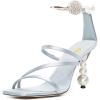 image:imageFSJ Women Bridal Square Open Toe Strappy Sandals Pearls High Heel Metal Ring Ankle Strap Rhinestones Sexy Wedding Party Prom Dress Shoes Size 416 USBaby Blue