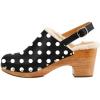 image:imageFSJ Women Closed Round Toe Clogs Fur Lining Rivets Wooden Chunky Mid Heel Slingback Mules with Studs Comfortable Shoes Size 416 USBlack and White Polka Dots