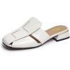 image:imageFSJ Women Closed Square Toe Block Low Heel Slide Sandals Slip On Woven Cage Backless Mules Casual Outdoor Shoes Size 415 USWhite