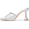 image:imageFSJ Women Fashion Square Open Toe High Heel Mules Slip On Summer Dress Slide Sandal Shoes Size 415 USSilver