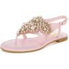 image:imageFSJ Women Pearl Flat Sandals TStrap Bride Wedding Dress Flip Flops with Clip Toe Comfortable Adjustable Ankle Strap Shoes Size 416 USPink