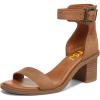image:imageFSJ Women Retro Open Toe Block Low Heel Sandals Ankle Strap Back Zipper Ladies Casual Summer Walking Shoes Size 415 USChocolate