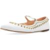 image:imageFSJ Women Studded Rivet Mary Jane Flat Pointed Toe Slender Buckled Strap Comfort Ballet Flats Office Casual Weekend Shoes Size 415 USWhite