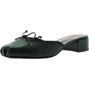 image:imageFSJ Women Cute Bowknot Mules Square Toe Block Low Heel Backless Slides Sandals Comfortable Slip On Dress Slippers Size 416 USGreen