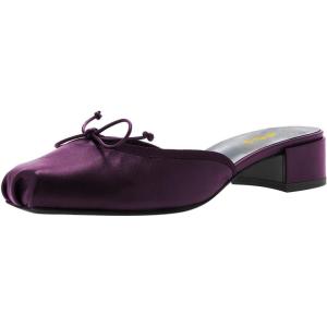 image:imageFSJ Women Cute Bowknot Mules Square Toe Block Low Heel Backless Slides Sandals Comfortable Slip On Dress Slippers Size 416 USPurple
