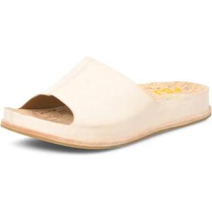 image:imageFSJ Women Flat Sandals Open Toe Single Wide Band Cork Thick Sole Backless Slip On Slides Summer Slippers Outdoor Casual Beach Shoes Size 416 USBeige