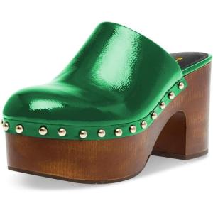 image:imageFSJ Women Platform Mules Chunky Block High Heel Sandals Studded Closed Toe Slip On Clogs Casual Holiday Party Dress Shoes Size 416 USGreen