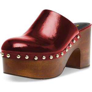 image:imageFSJ Women Platform Mules Chunky Block High Heel Sandals Studded Closed Toe Slip On Clogs Casual Holiday Party Dress Shoes Size 416 USRed