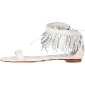 image:imageFSJ Women Retro Tassel Flat Sandals Bohemian Featherlike Leather Fringe Ankle Strap Open Toe Buckle Casual Summer Dress Shoes Size 416 USWhite