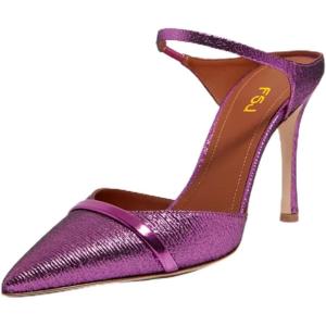 image:imageFSJ Women Sexy Stiletto High Heels Mule Rhinestones Strappy Slide Pumps Slip On Pointed Closed Toe Backless Sandals Wedding Party Dress Shoes Size 416 USPurple