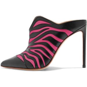 image:imageFSJ Women Slip On Closed Pointed Toe Mules Slide Sandals Stiletto High Heels Classic Summer Shoes Size 415 USHot Pink
