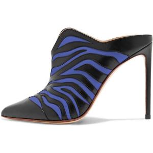 image:imageFSJ Women Slip On Closed Pointed Toe Mules Slide Sandals Stiletto High Heels Classic Summer Shoes Size 415 USRoyal Blue