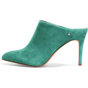image:imageFSJ Women Slip On Closed Pointed Toe Mules Slide Sandals Stiletto High Heels Classic Summer Shoes Size 415 USTurquoise Suede